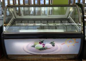 Digital Temperature Control Ice Cream Display Freezer Front With Lamp Box