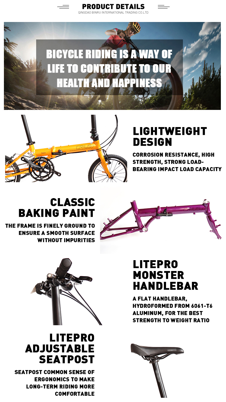 16 Inch Folding Bike With Microshift R9 Rear Derailleur And Xunjie 9s 11-28T Cassette