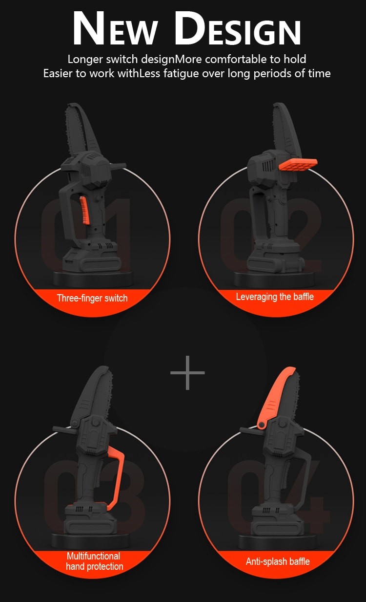 Mini 4 Inch Cordless Electric Chainsaw With Security Lock Handheld Small Chain Saw