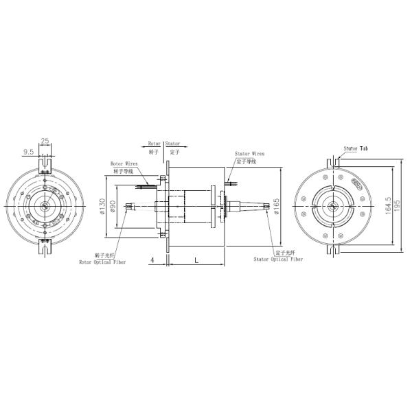 165mm Diameter Electro Optical Slip Ring
