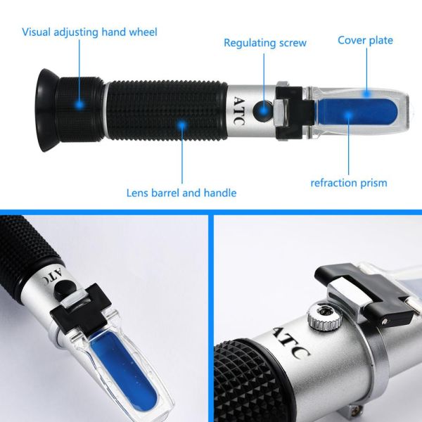 High Precision Honey Refractometer with Automatic Temperature Compensation for Accurate 0.1% Brix Range Honey Testing