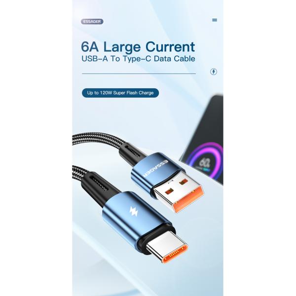 Sunset USB to Type C Cable 120W Quick Charge Type C Data Cable 6A