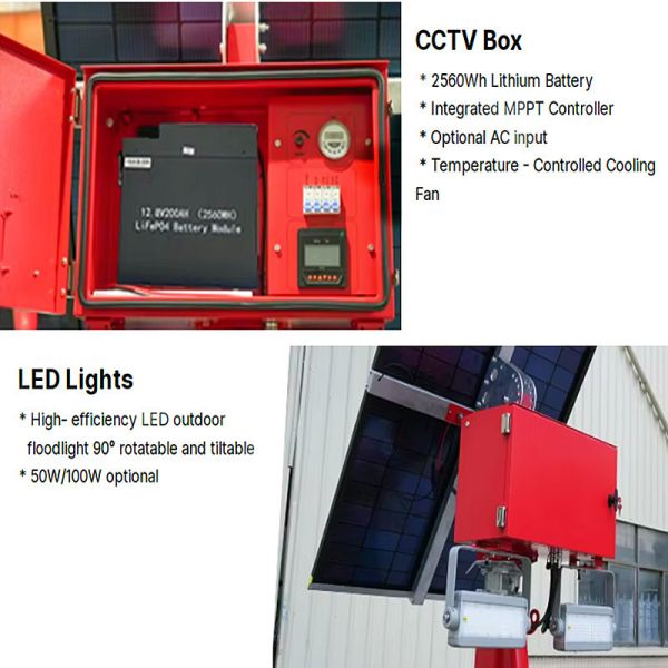 Robust Mobile Solar Light Tower with 14000 lm Light Output, 230Ah LFP Battery, and IP67 Rating for Parking Lot Safety