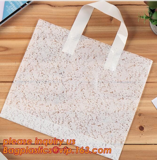 Promotional customized high quality soft loop plastic cloth bag,manufacturer custom soft loop handle polyethylene PE pla
