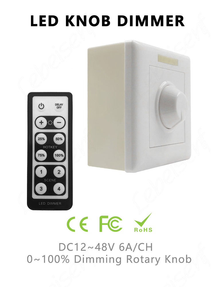 86 Wall Type Knob LED Switch , Single Colour LED Controller With RF Remote Control