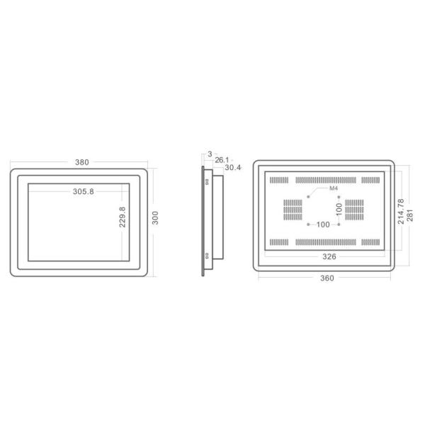 Windows XP System Industrial All In One Pc Touch Screen With 1 RS232 1 RS485 1 LAN