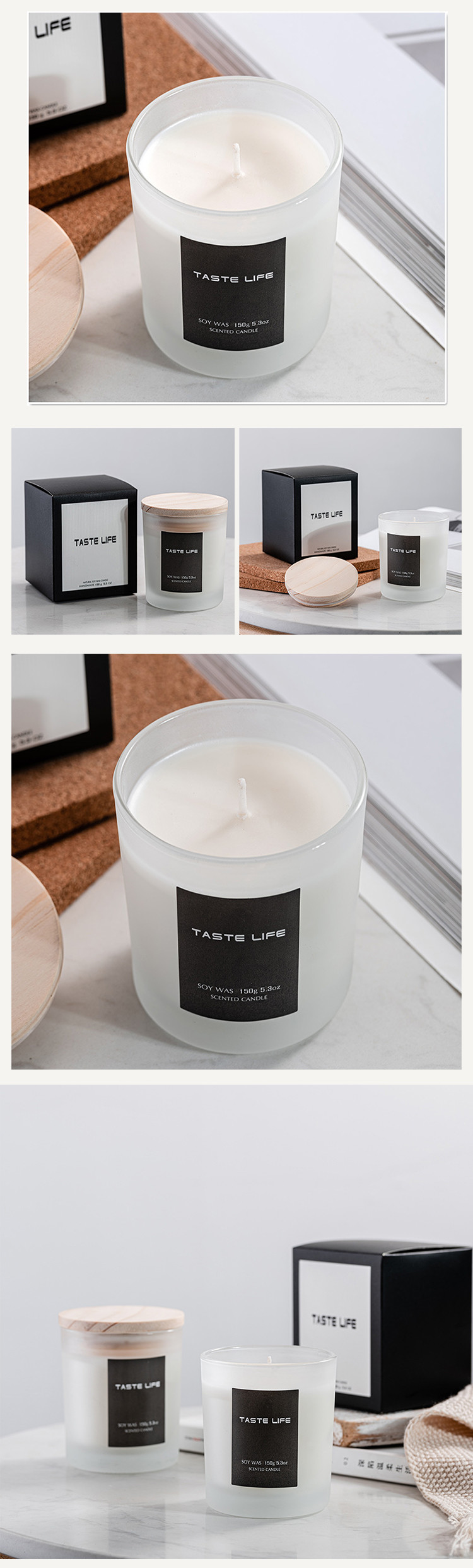 Home Birthday Wedding Atmosphere Luxury Glass Soy Wax Glass Jar Scented Candles With Lid
