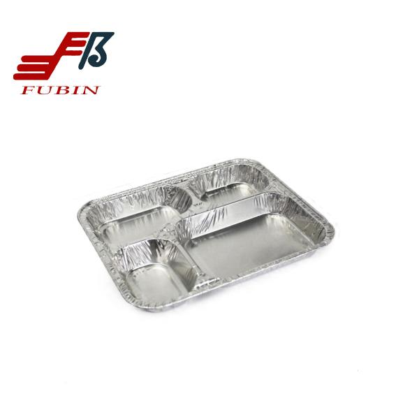 Biodegradable 4 Foil Compartment Trays Rectangular