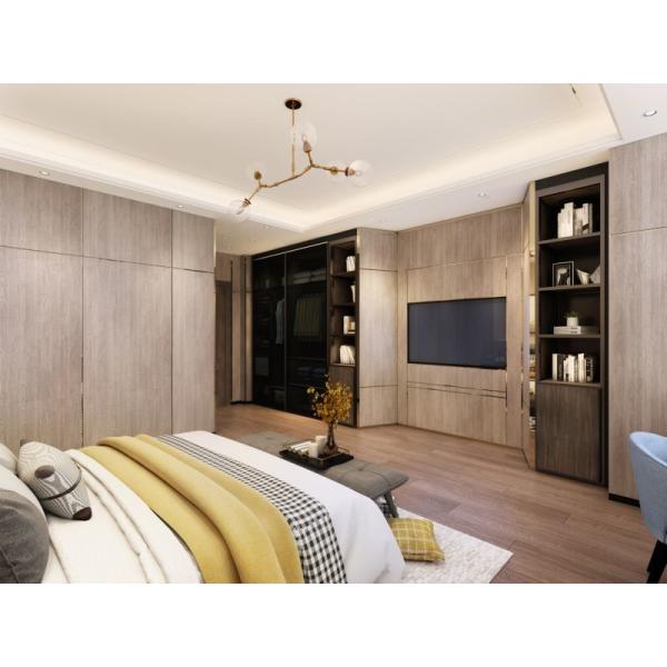 Minimalist Diagonal Cut TV Wall Kids Wardrobe Wood Grain Stainless Steel Material