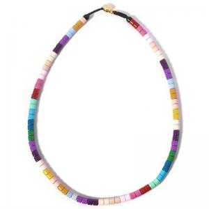 China Alloy Geometric Enamel Bead Necklace , Bead Choker Necklace For Woman wholesale