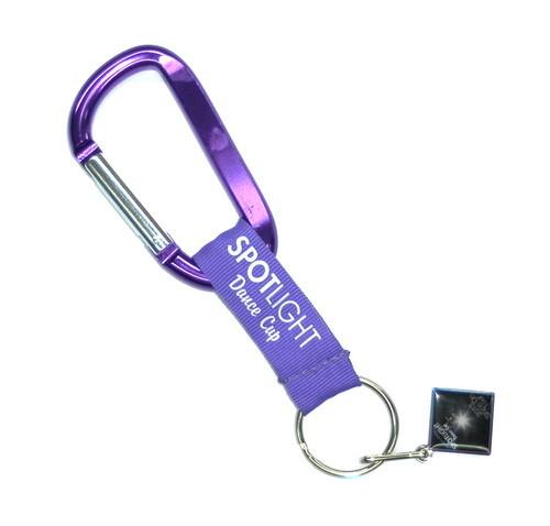 Quality Silk Screen Print Logo Carabiner Key Chains , Polyester Lanyard Keychain With Lapel Pin for sale