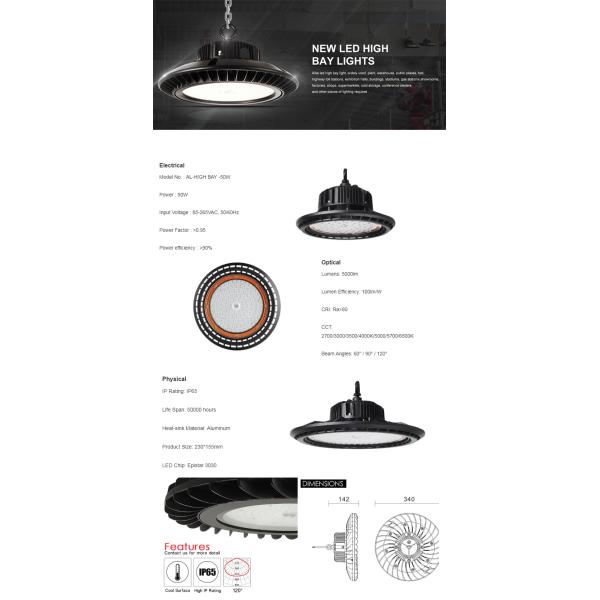 IP65 Ufo High Bay Led Shop Lights 100lm/W SMD 50W 100W 150W