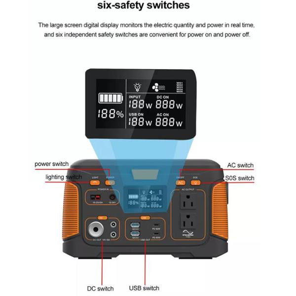 OEM ODM LiFePO4 lithium battery Portable Solar Power Station USB Type C DC AC OUTPUT lithium battery packs