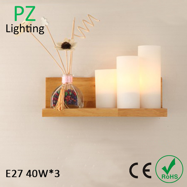 Wall mounted wood lamp with round glass shade white color,E27 LED bulb available CE/ROHS