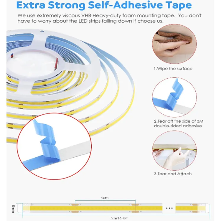 Flexible COB LED Strip with Bluetooth Switch Mode Energy-saving Lighting Solution