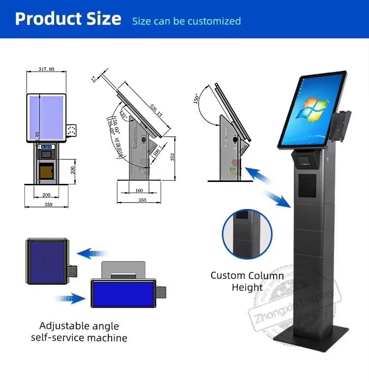 15.6" Self Service Order Fast Food Tablet POS Payment Kiosk with Capacitive Touch Optional Touch Screen