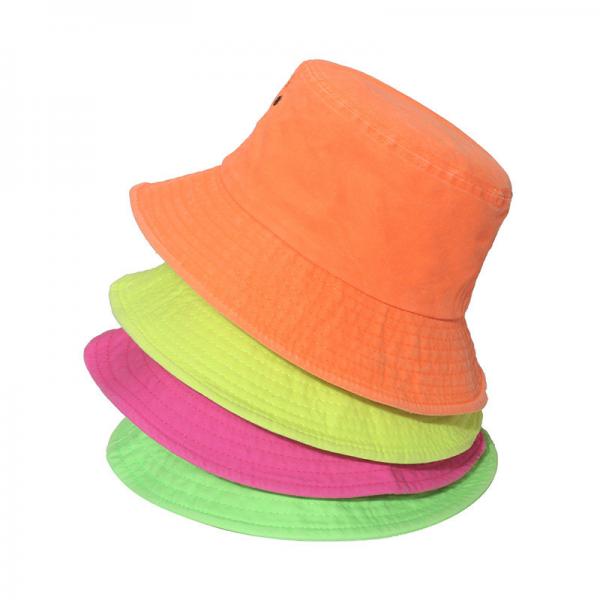 Quality Retro Simple Breathable Fluorescent Cotton Bucket Hat For Women for sale