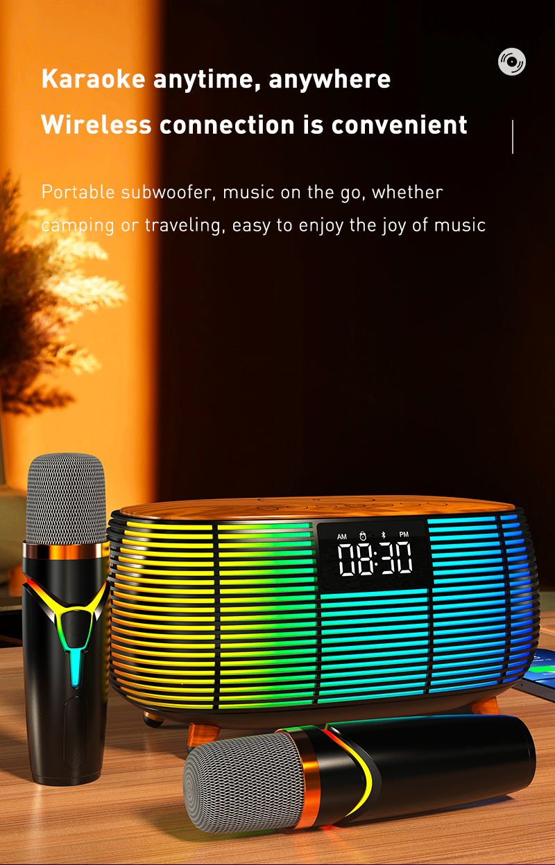 Multi-Functional Computer Clock Atmosphere RGB Speaker with Sound and Microphone