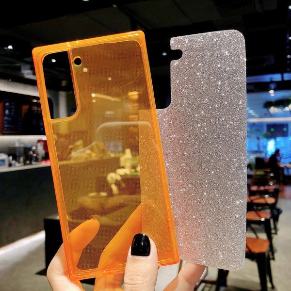 1.5mm Shockproof Phone Cases Neon Square Shape Decorated With Glitter Paper