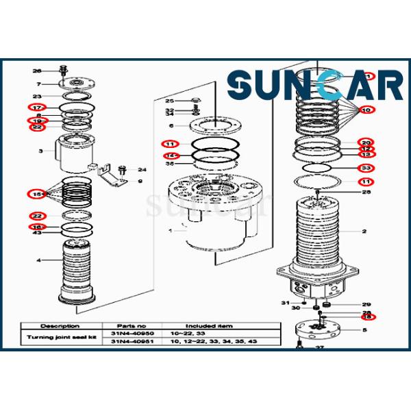 R140W-7 R170W-7 Turning Joint Seal Kit 31N440950 31N4-40950