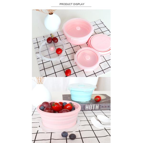 350 500 800 1200ML Silicone Folding Lunch Box LFGB