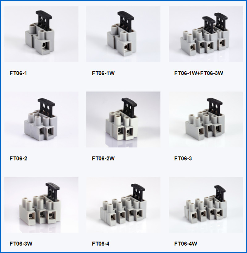 Injection Molding 5 Pole Wire Protected Connector Fuse Terminal Blocks FT06-5W With Brass Clamping Unit