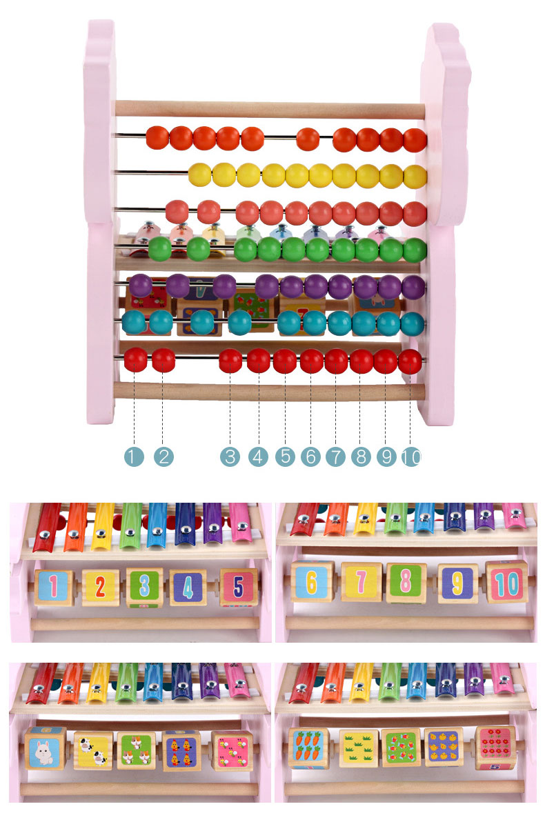 Unisex Education Toy Wooden Puzzle Blocks with Hammering Pounding and Piano Functions