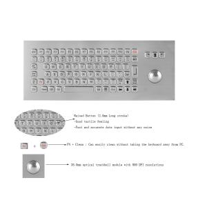 Vandal Resistant Rugged Industrial Keyboard With Trackball Top Panel