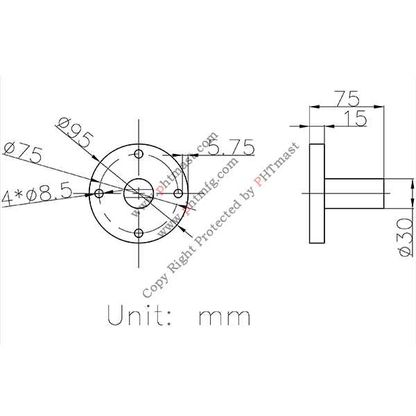 masttopflange 10m telecommunication antenna telescopic mast