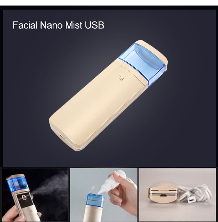 USB Rechargeable Nano Facial Mister , Textured Sliding Mini Handy Mist Sprayer