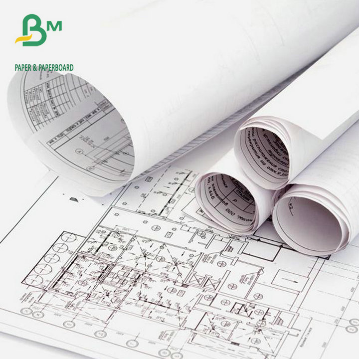 Premium Bond Paper Roll 80gr Engineering Plotting 24'' 36'' For HP Inkjet Printer