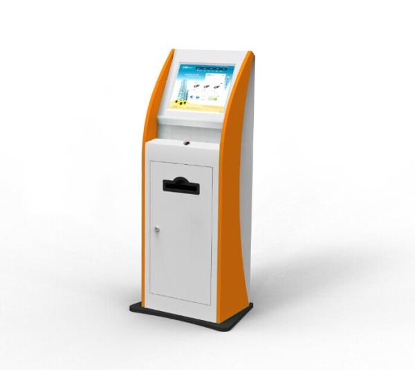 Quality Interactive Queuing Free Standing Kiosk Card Reader Receipt Printer Design for sale