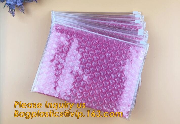 Cosmetic Slider Zip lockk Bubble Bags Bubble Slide Pouch,Zip lockk esd bubble bag bubble packaging wrap cosmetic pouch slide