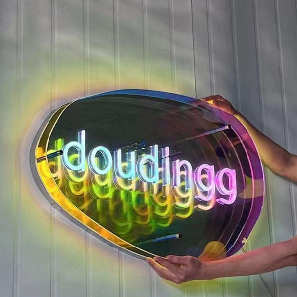 Elevate Decor Stunning 3D Neon Abyssal Mirror Checkered 50X50 in Customizable Colors