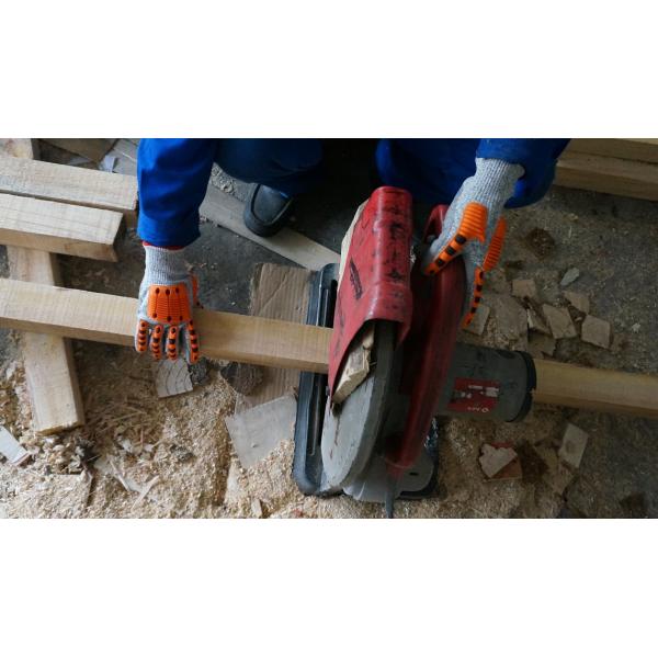 Orange TPR On Back Cut Level 3 Impact Safety Gloves With PU Coating For Warehousing