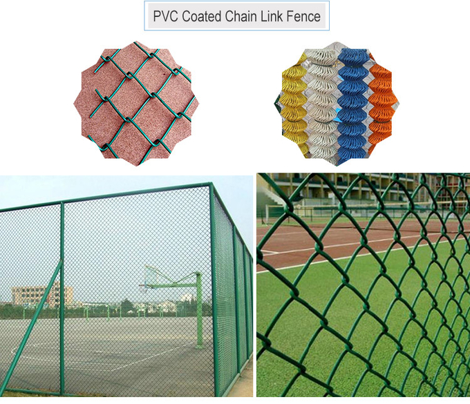 Green Pvc Coated Vinyl Chain Link Fence 6ft 8ft Diamond Cyclone Wire Fencing Roll