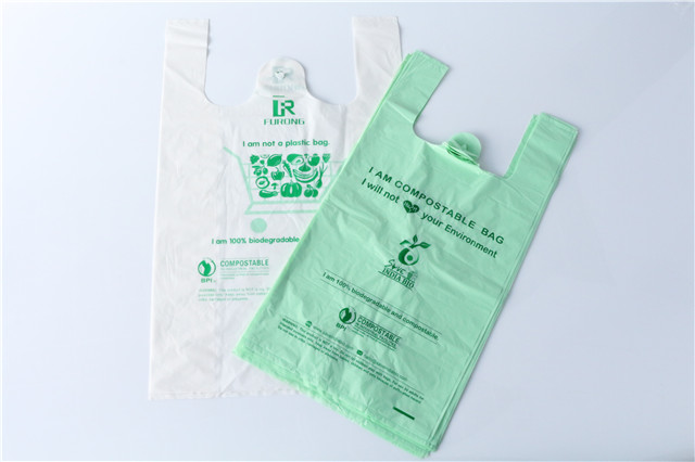100% Biodegradable Plastic Compostable T Shirt Bag Shopping Bag for supermarket