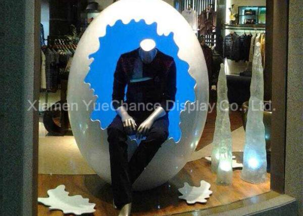 Quality Large Window Display Decorations Customized Giant Fiberglass Egg Statue for sale