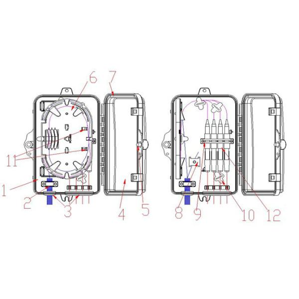 4 Port IP65 Fiber Optic Termination Box Wall Mount With SC Pigtail PLC Splitter