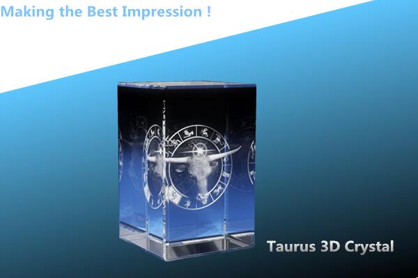 Quality Taurus 3D Crystal/3d crystal cube/3d laser crystal rectangle/2d laser crystal cube for sale