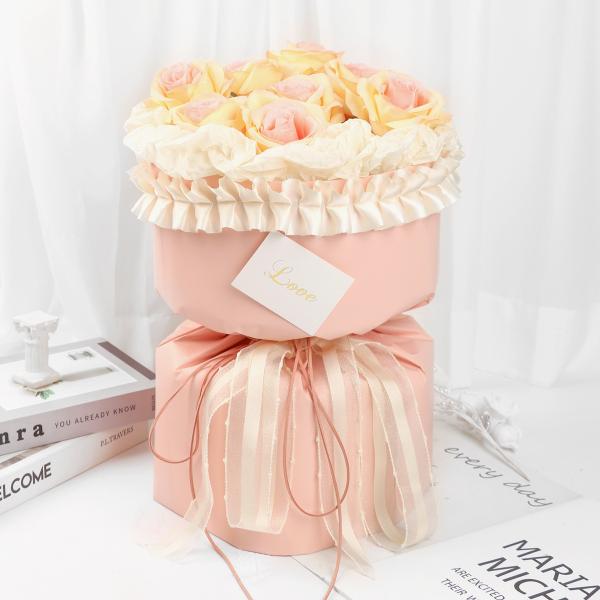 4.0cm*4.5m Wrinkled Edge Polyester Ribbon For Flower Packing