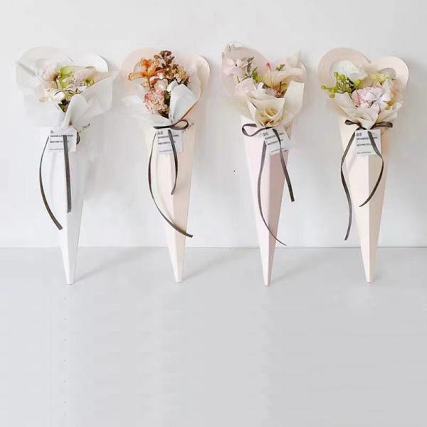 Florist Bowknot Flower Sleeve Wrapping Paper Gift Box for Recyclable Single Rose