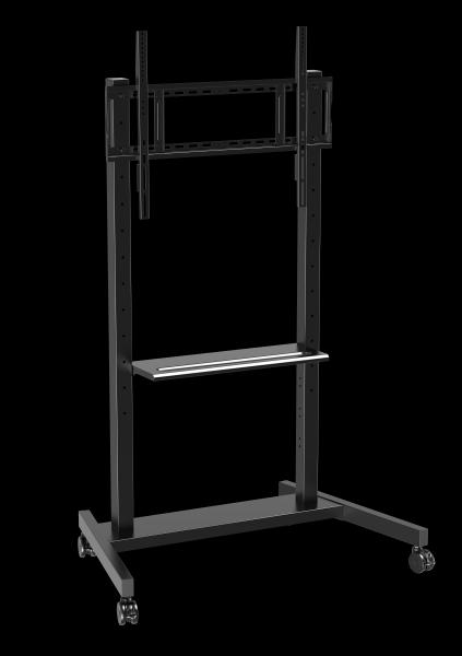 Quality factory Wholesale 55"- 86" Adjustable Mobile TV Stand With Wheels Compatibility Interactive Whiteboard Smart Panel Up To 220 Lbs Steel Frame Rolling TV Cart for sale