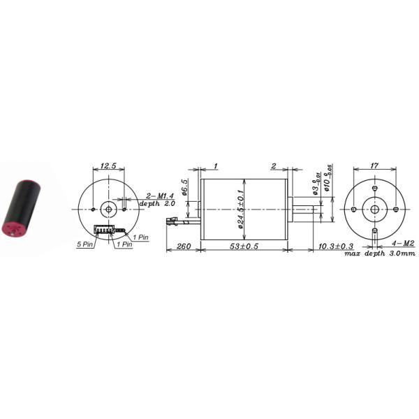 53mm 12v Dc Motor 9000 Rpm , Coreless Brushless Dc Motor High Power