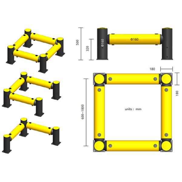 A56: HC MC Polygon Anti-Collision Guardrails Warehouse Safety Barrier Traffic Guardrails