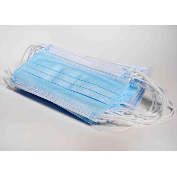 Adult Blue White Disposable Mouth Mask With Flexible Adjustable Earloops