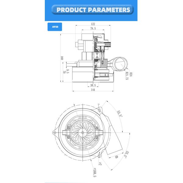 1000W Dry Vacuum Cleaner Motor 60V Customized For Seeder Cleaner