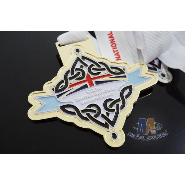 Gold / Silver / Copper Die Cacting Metal Award Medals One Side With Soft Enamel