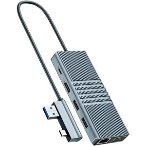 China 8 In 1 Usb Hub Rj45 Docking Station Dual Type C To RJ45 Port/USB3.0/PD/H-D-M-I/Card wholesale