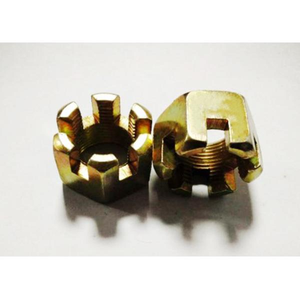 Portable Yellow 20mm Hexagon Slotted Nut Precision Processing And Molding